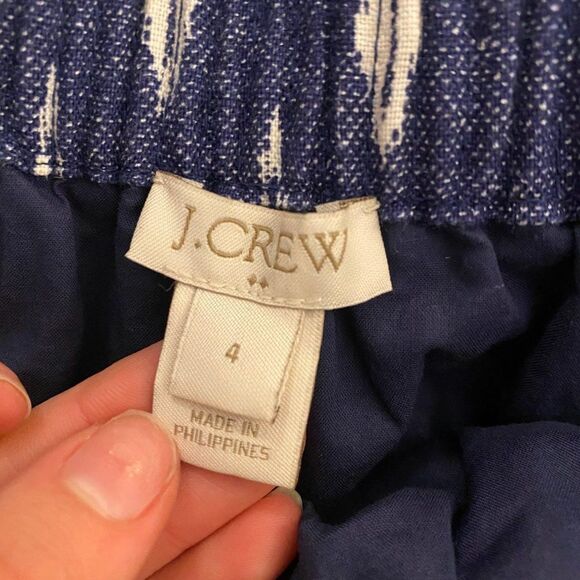 J.Crew High Waisted Navy Blue and White Geometric Mini Skirt - Picture 5 of 10